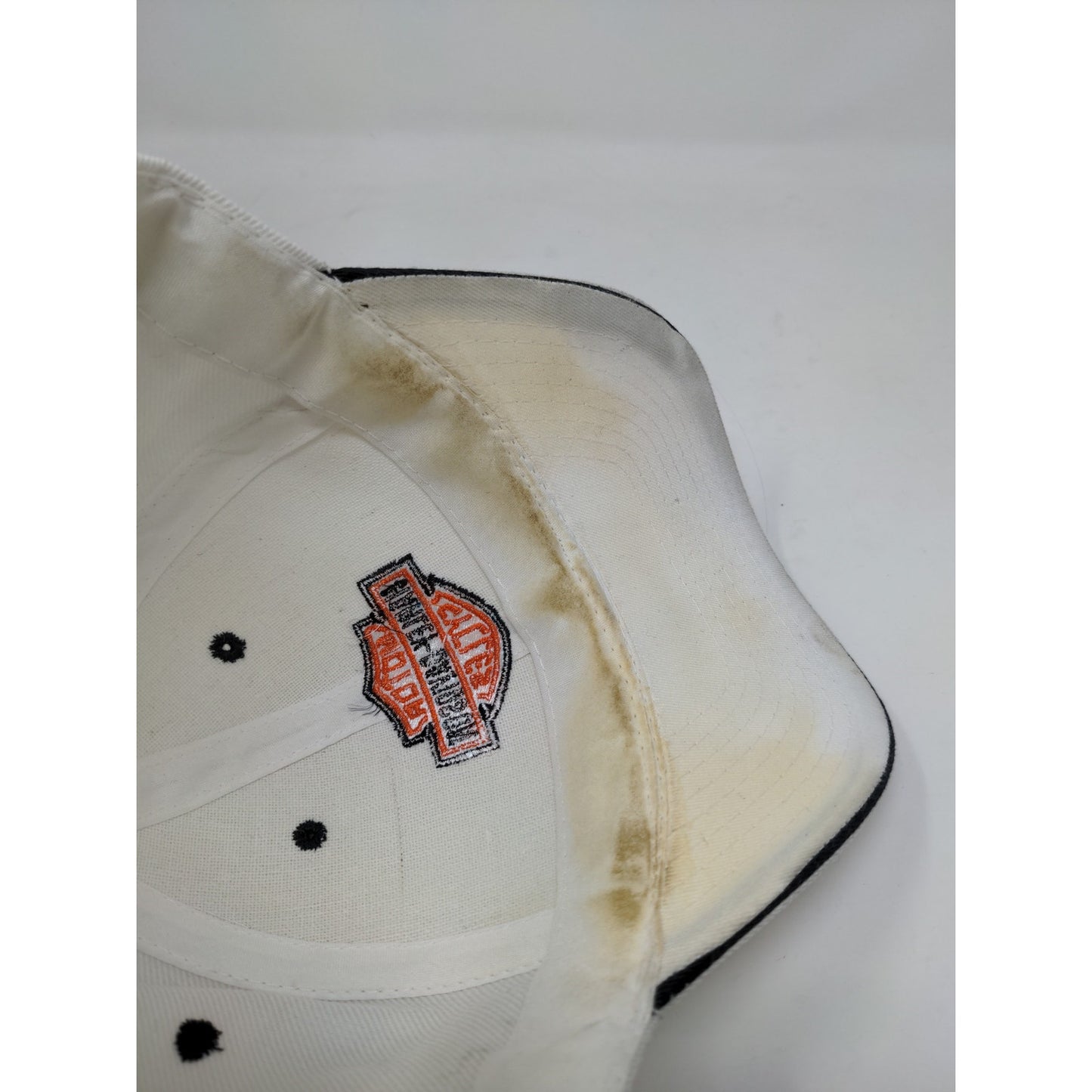 Harley Davidson Motorcycles Strapback Hat OSFA White Embroidered Logo SEE DESC