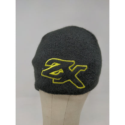 ZX Zeroxposur Beanie Hat Skull Cap Black Embroidered Yellow Logo