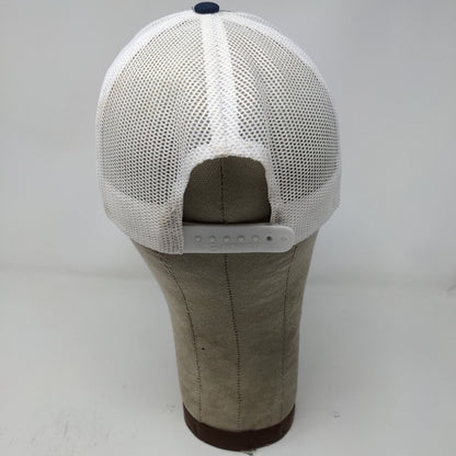 D2 Land & Water Snapback Mesh Back Hat Blue White Adjustable Embroidered Logo