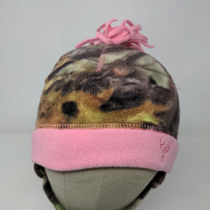 Huntworth Girls Camo Beanie Hat Fleece Green Brown Pink One Size Embroidered