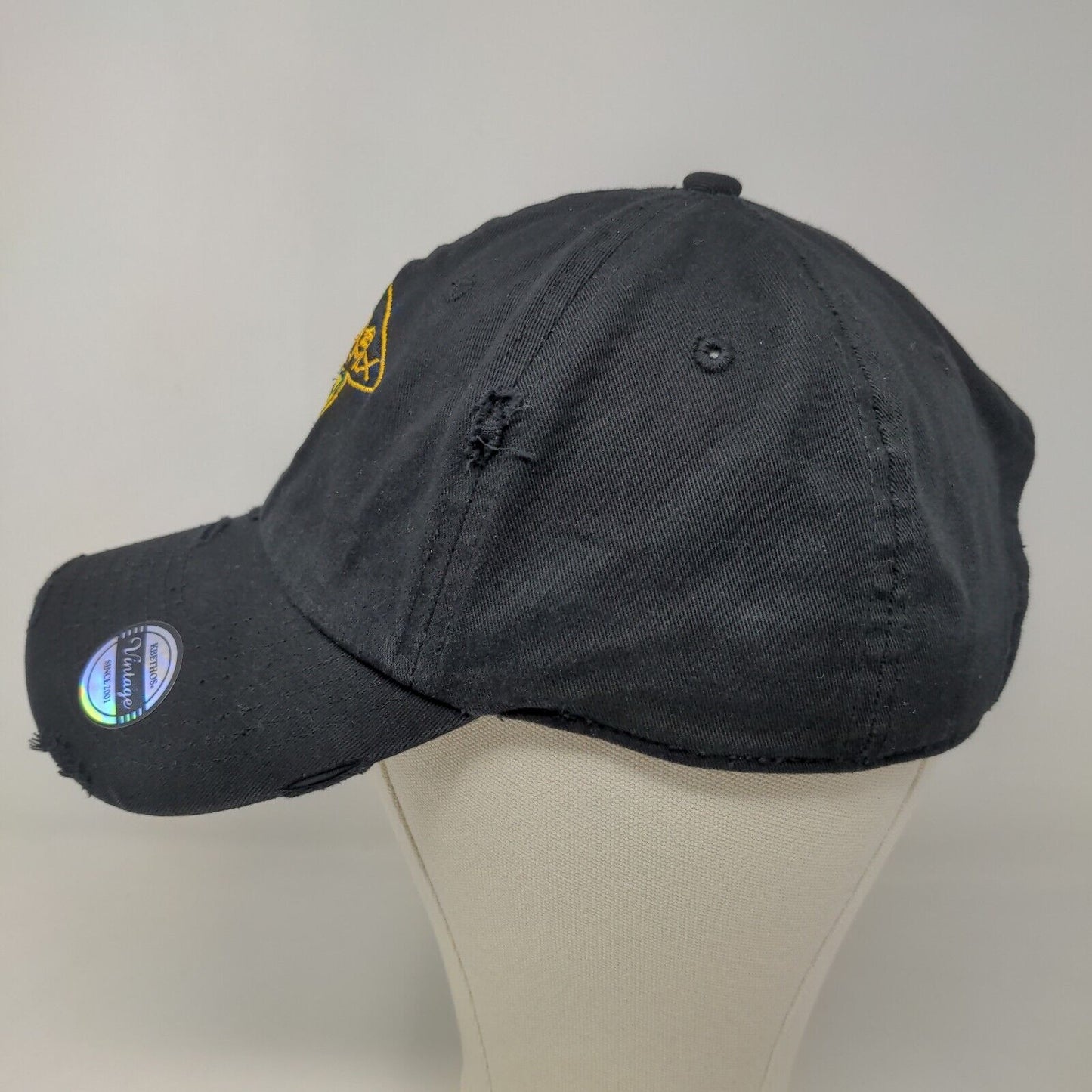 KB Ethos Men's Slideback Hat Black Embroidered Logo Chinomix 100% Cotton