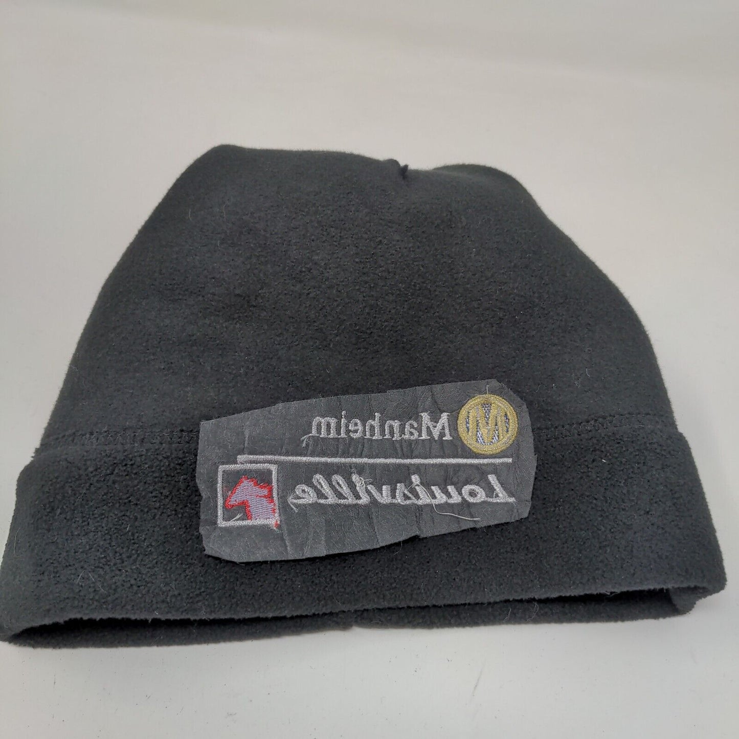 Manheim Louisville Men's Knit Beanie Hat Black Fleece Embroidered Logo