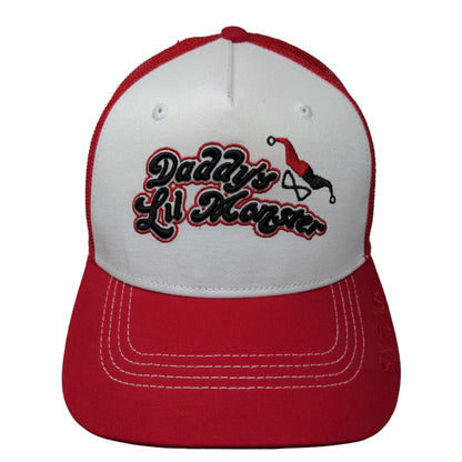 Six Flags Men's Suicide Squad Mesh Back Snapback Hat Red White Harley Quinn