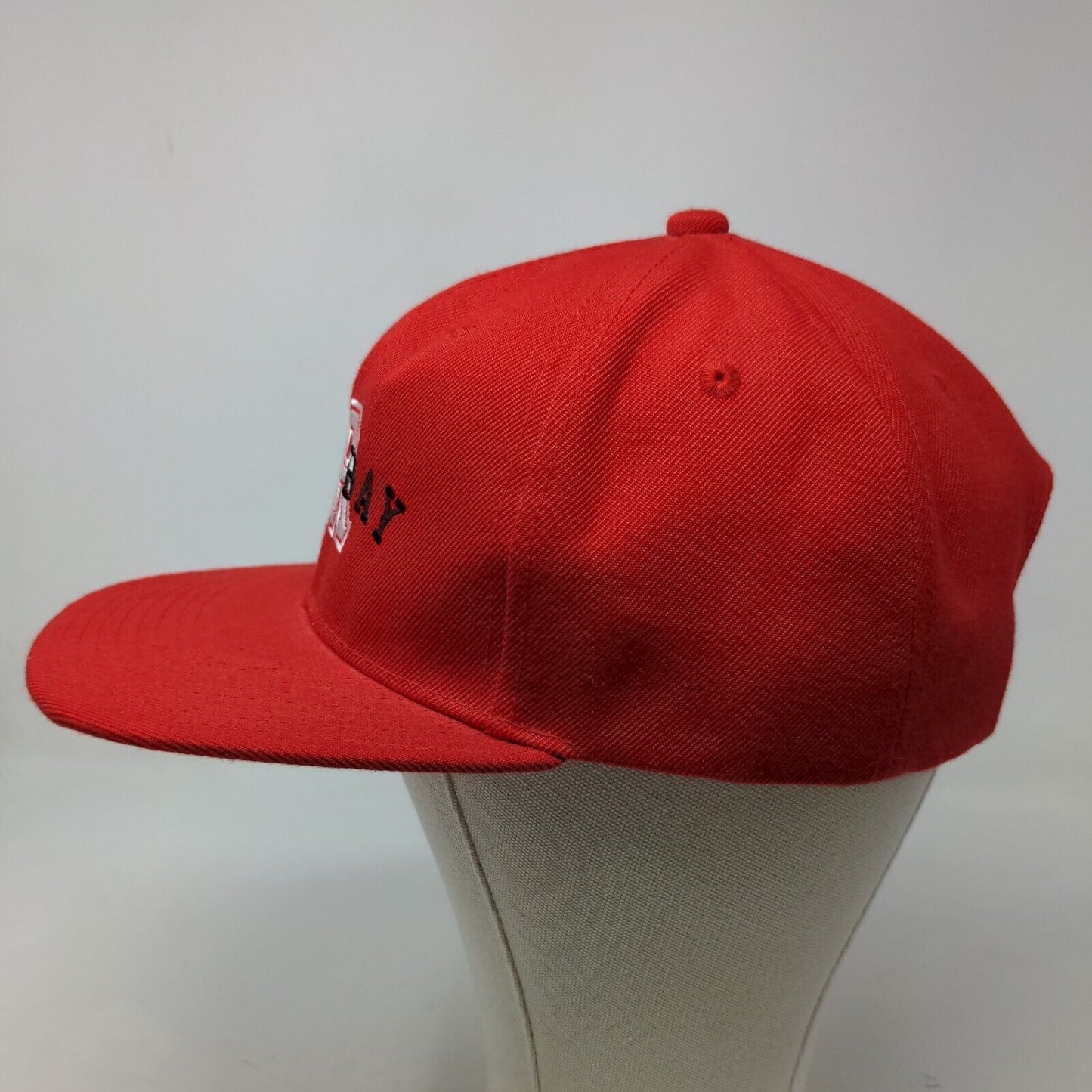 Unbranded Men's Snapback Hat Red Embroidered Logo Depoe Bay Oregon