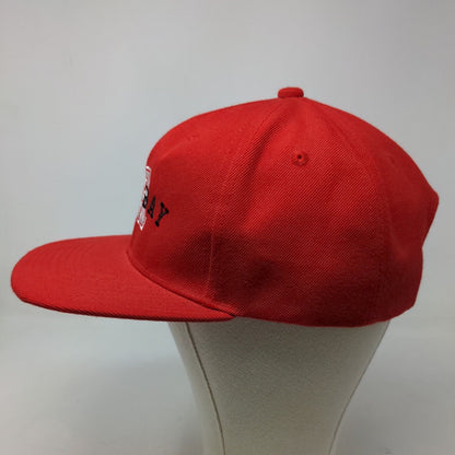 Unbranded Men's Snapback Hat Red Embroidered Logo Depoe Bay Oregon