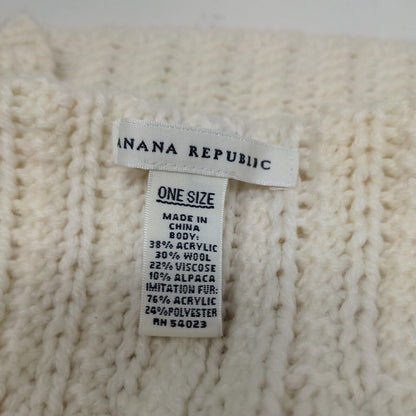 Banana Republic Women's Knit Beanie Hat Cream One Size Wool Alpaca Blend