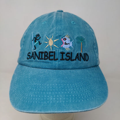 Sanibel Island Men's Strapback Hat Blue Adjustable Embroidered Logo Cotton