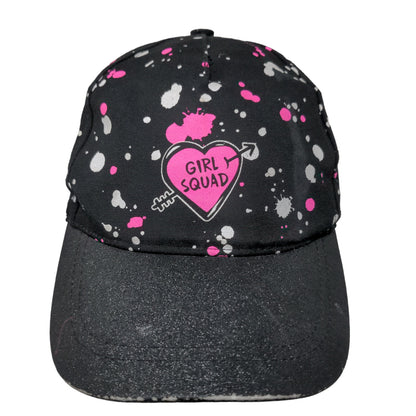 Justice Women's Strapback Hat Black OS Spot Graphic Girl Squad Distressed