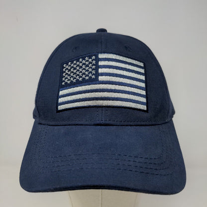 SRP Companies Men's Strapback Hat Blue Adjustable Embroidered Patriotic Flag