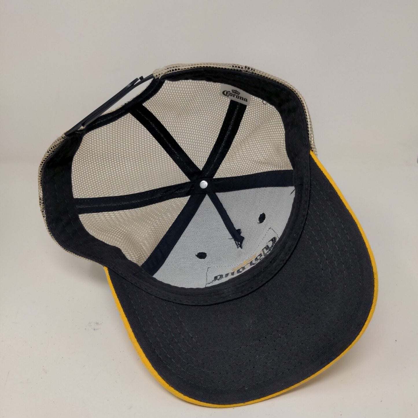 Corona Extra Snapback Mesh Back Hat Black Yellow Adjustable Embroidered Logo