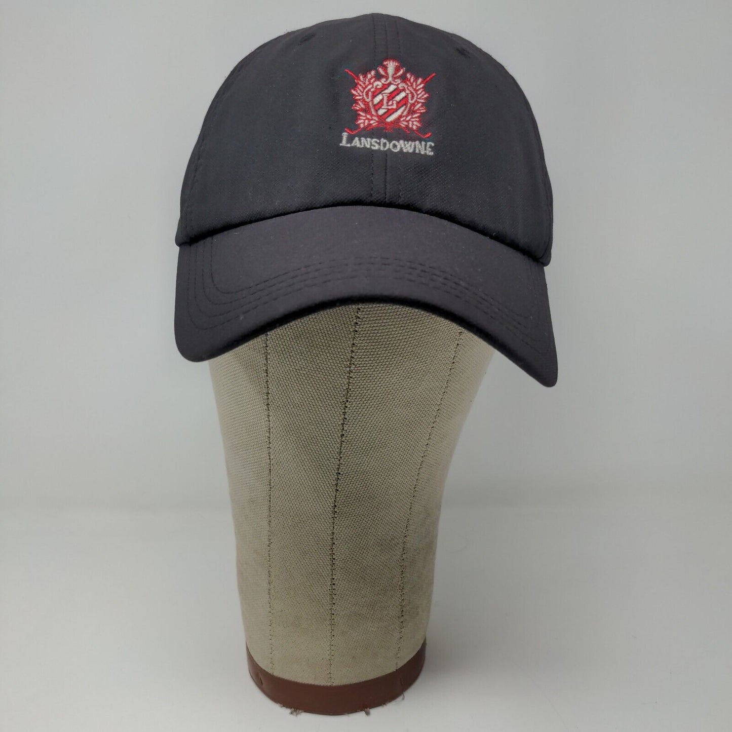 Lansdowne Golf Strapback Hat Black One Size Embroidered Logo