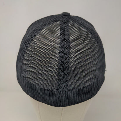 Unbranded Men's Fitted Mesh Back Hat Black Embroidered Flag Logo