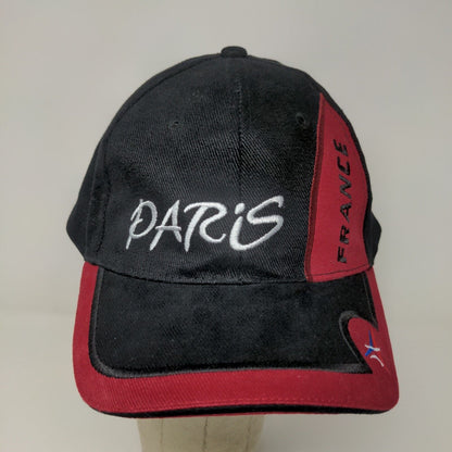 Paris France Slideback Hat Black Red Adjustable Embroidered Logo Spell Out