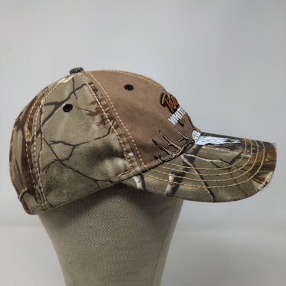 Whitetails Unlimited Men's Brown Camo OSFA Strapback Hat Graphic Skull Logo