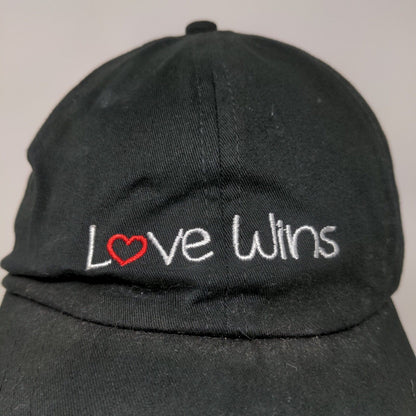 Love Wins Mens Strapback Hat Black Adjustable Embroidered Logo