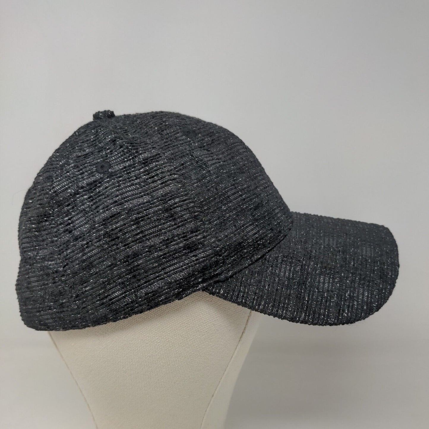 Unbranded Women's Slideback Hat Black Silver Size OS Poly Blend Blank Shiny