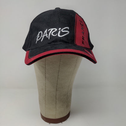 Paris France Slideback Hat Black Red Adjustable Embroidered Logo Spell Out