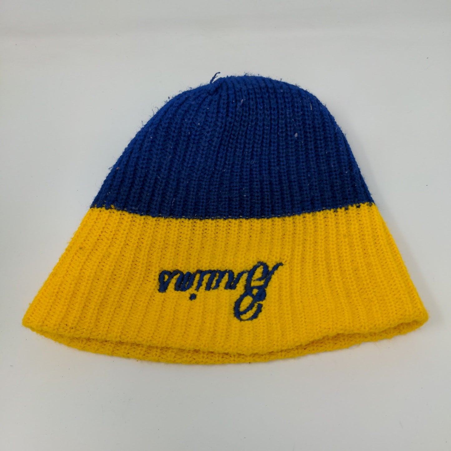 UCLA Bruins Beanie Hat Embroidered Logo Blue Yellow Pom Pom Knit