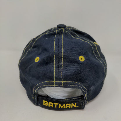 Batman DC Comics Boy's Strapback Hat Blue Yellow OSFM Embroidered Logo