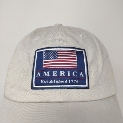 Sonoma Men's Slideback Hat Cap Tan OSFA Patriotic Embroidered Flag Logo