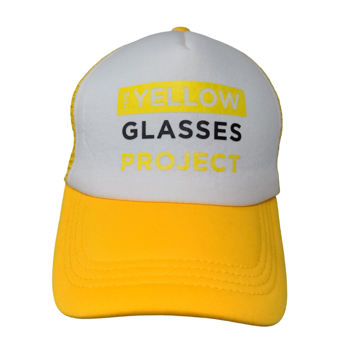 Dollar General Mens Yellow Glasses Project Snapback Mesh Back Hat Yellow White