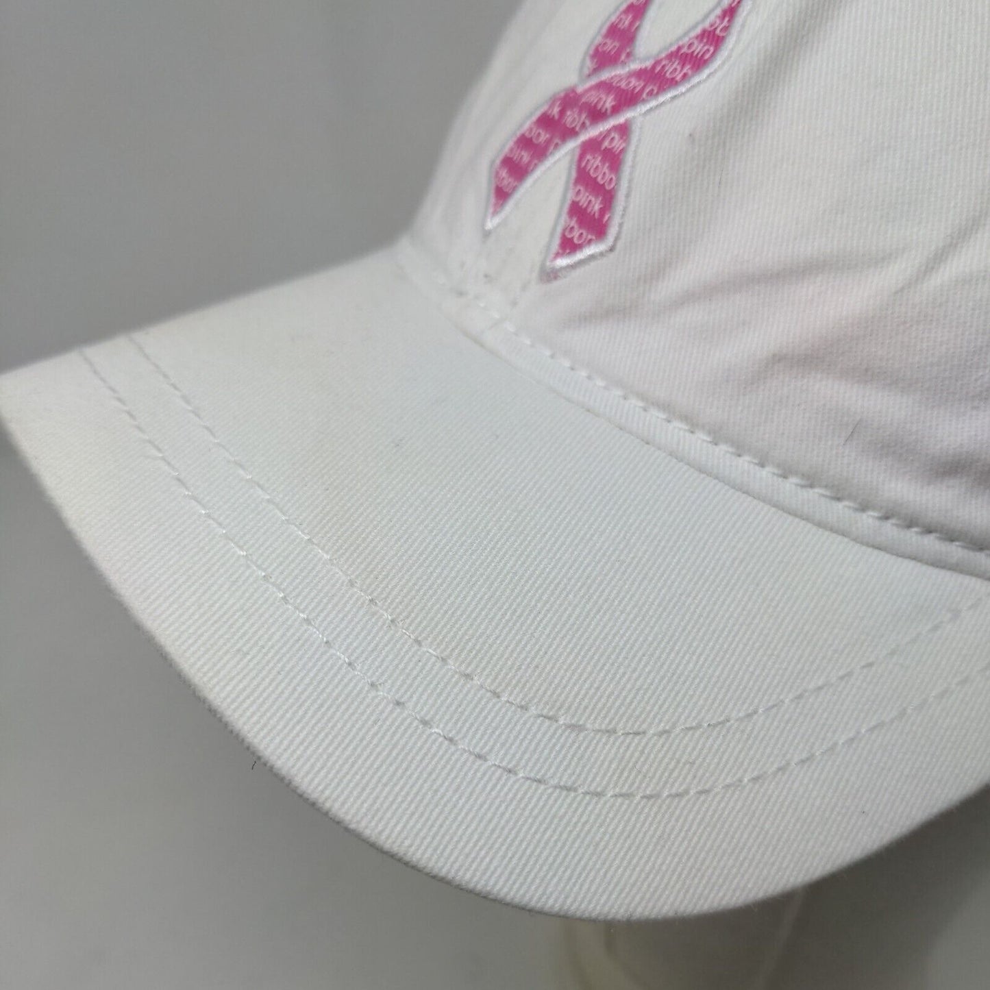 Lady Hagen Women's Slideback Hat White Breast Cancer Awareness Embroidered