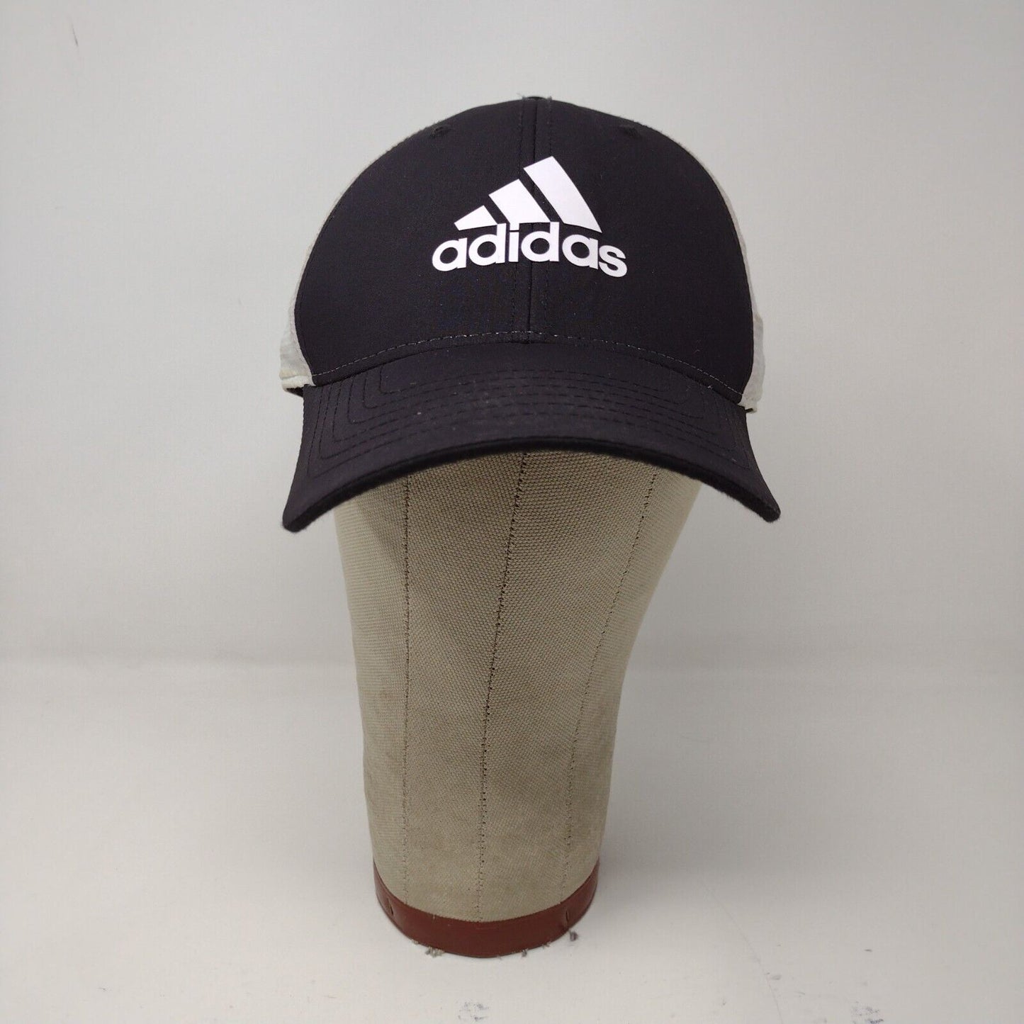 adidas Flexfit Black White Fitted Baseball Hat Cap Size L / XL Graphic Print