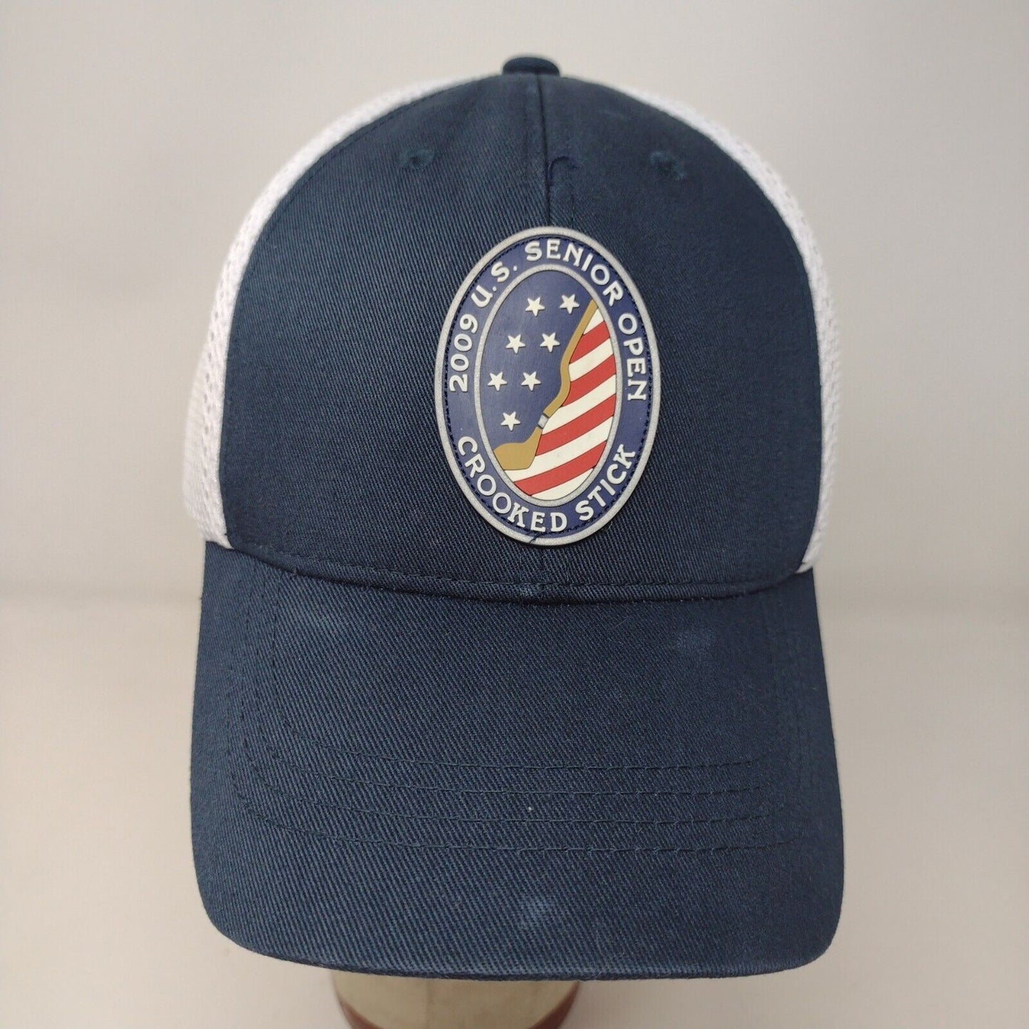 Crooked Stick Mens 2009 U.S. Senior Open Slideback Hat White Blue Adjustable