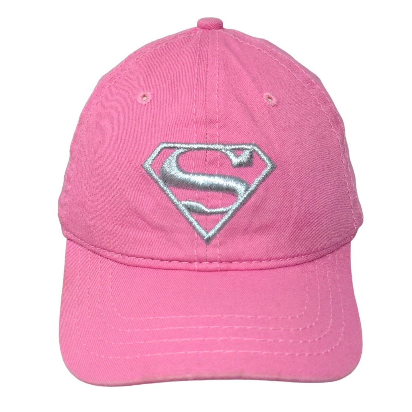 DC Comics SuperGirl Girl's Stretchy Hat Pink Size M Embroidered Logo Cotton