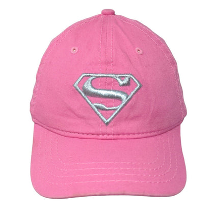 DC Comics SuperGirl Girl's Stretchy Hat Pink Size M Embroidered Logo Cotton