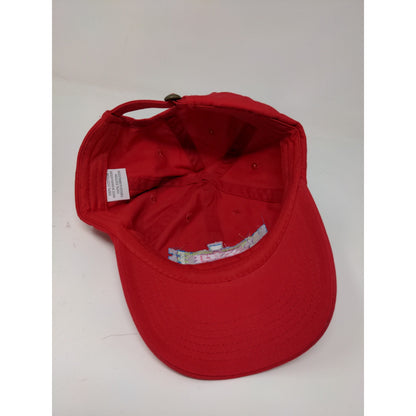 Justice Slideback Hat Red Embroidered Spell Out Colorful 100% Cotton