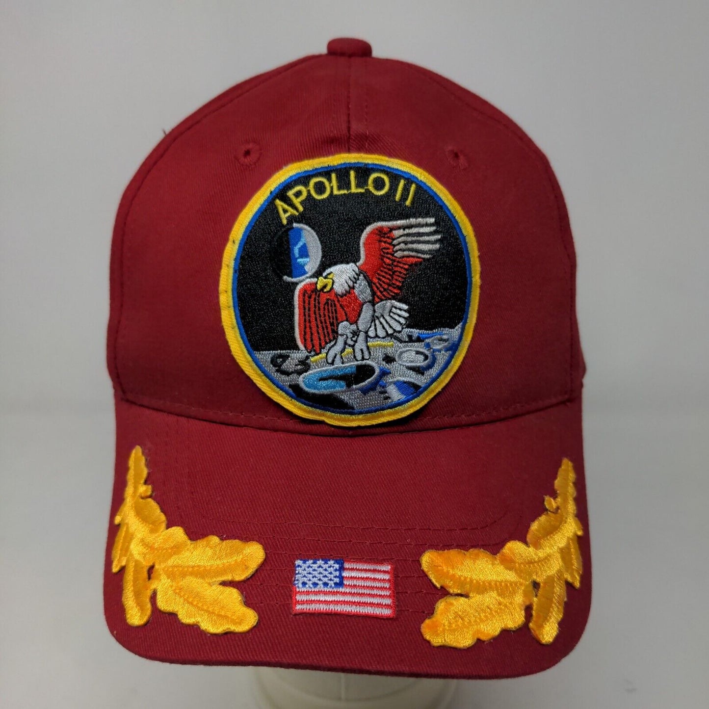 George Men's Strapback Hat Red Size OS Embroidered Apollo II Logo Space Eagle