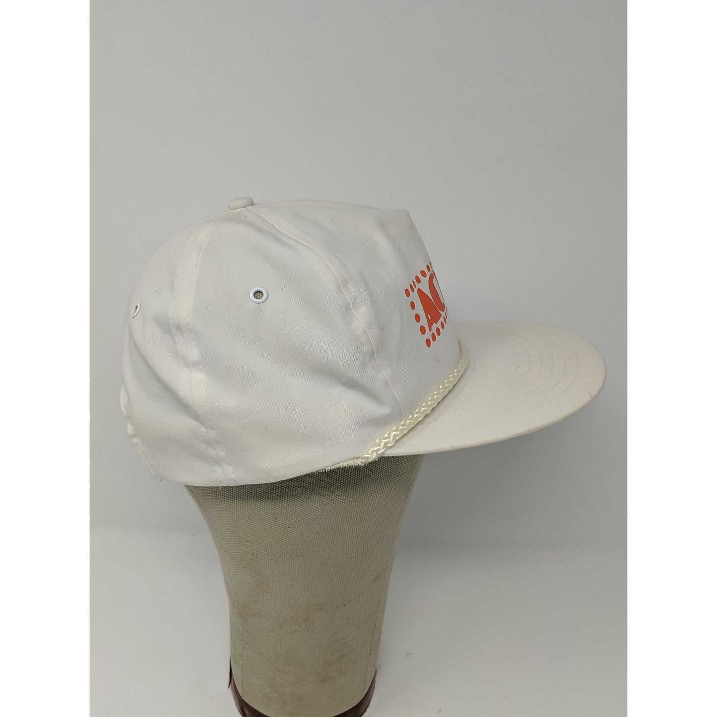 Act II Popcorn Hat White Snapback OSFA Hat Adjustable Spell Out Logo Cotton/Poly