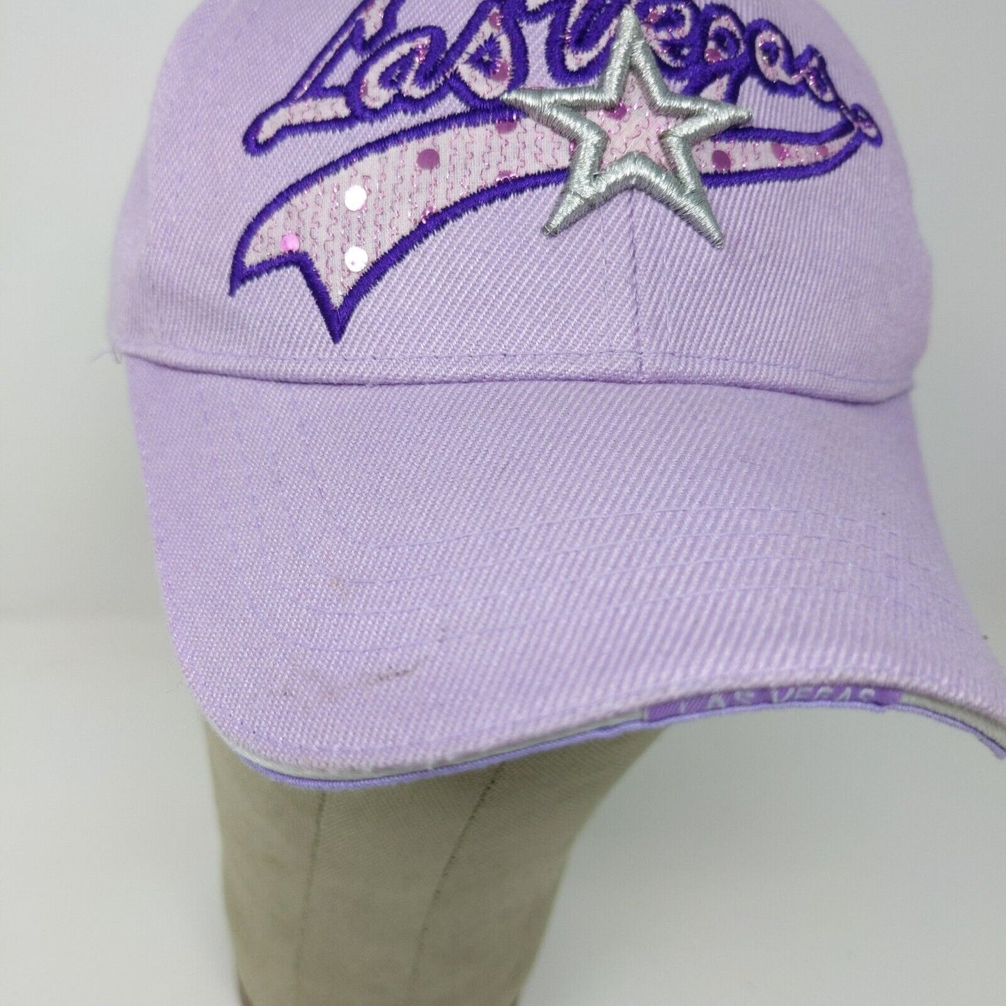 Purple LAS VEGAS baseball cap hat with Silver Star Embroidered Adjustable