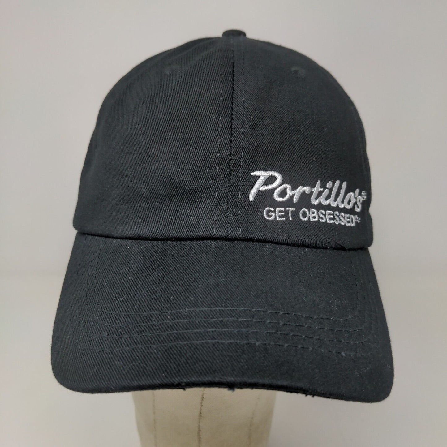 Portillo's Men's Slideback Hat Black Adjustable Embroidered Logo