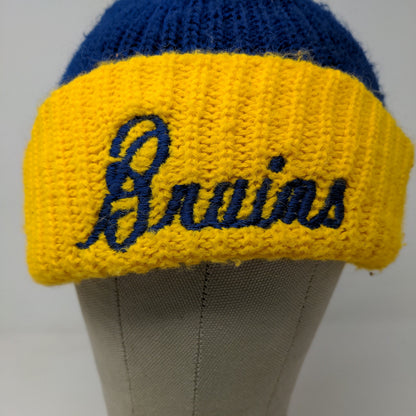 UCLA Bruins Beanie Hat Embroidered Logo Blue Yellow Pom Pom Knit