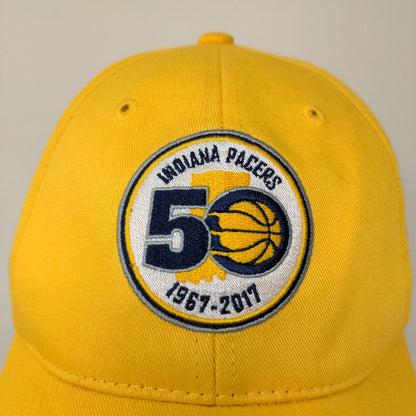 Indiana Pacers Mens Strapback 50th Anniversary Hat Embroidered Yellow Adjusted