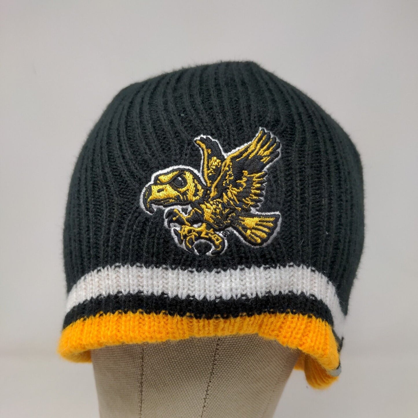 Franchise Club Iowa Hawkeyes Men's Knit Beanie Hat Black Embroidered Bird Logo