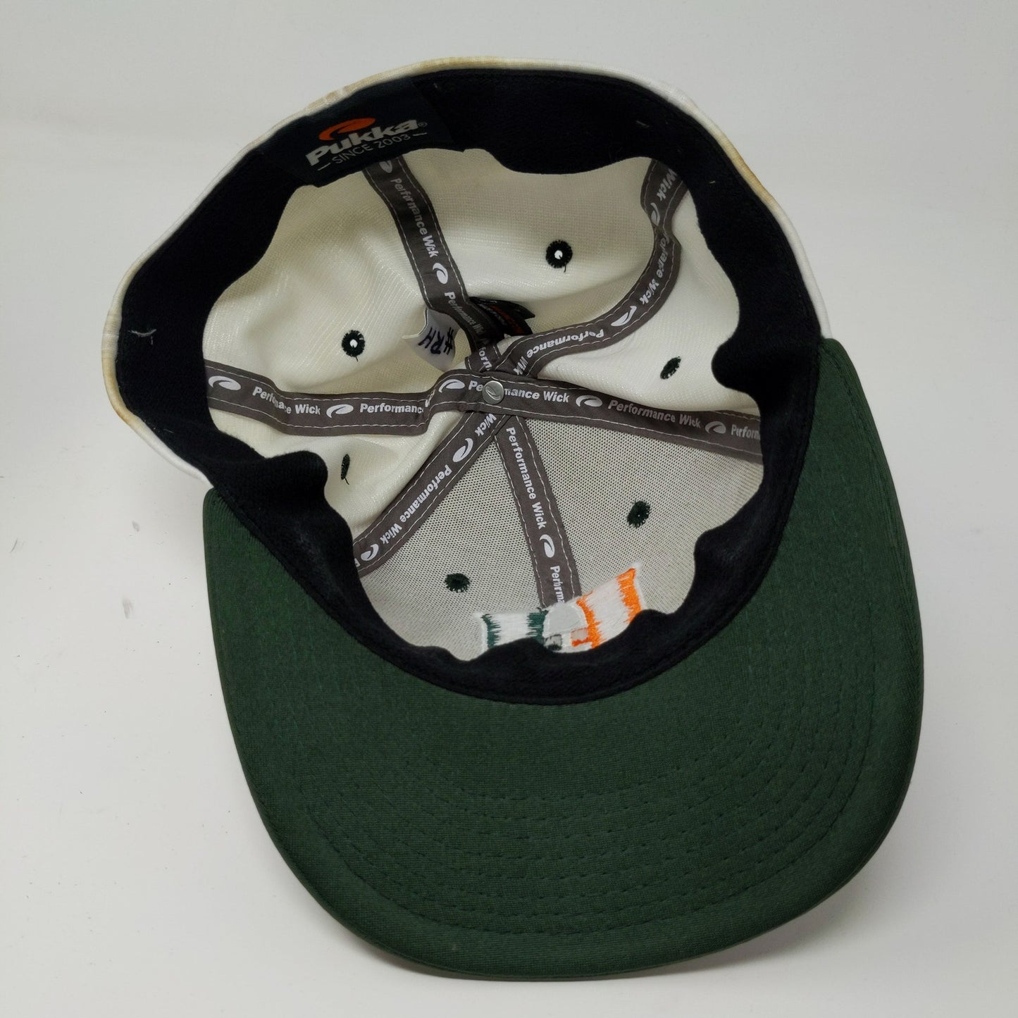 Pukka Brand Performance Wick Hat  Embroidered H Logo White Green