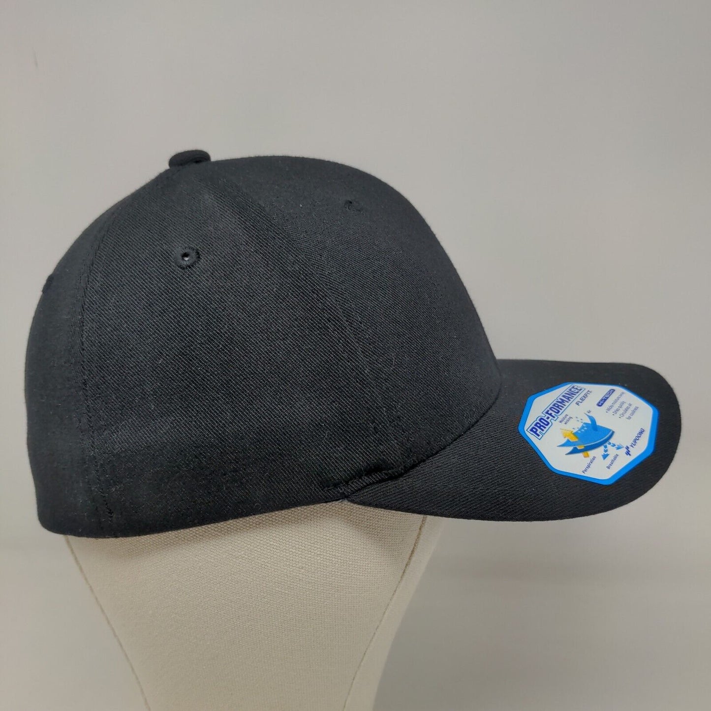 Yupoong Flexfix Men's Fitted Hat Black Size S/M Embroidered HPi Logo W/Stickers