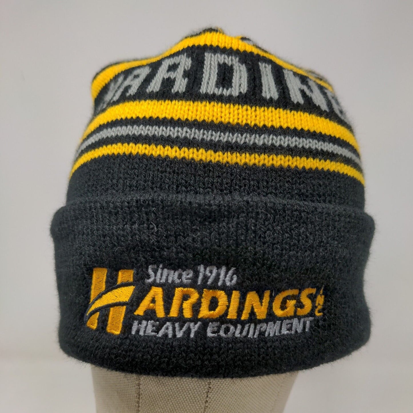 Cap America Hyundai & Hardings Construction Equipment Beanie Hat Black Made USA