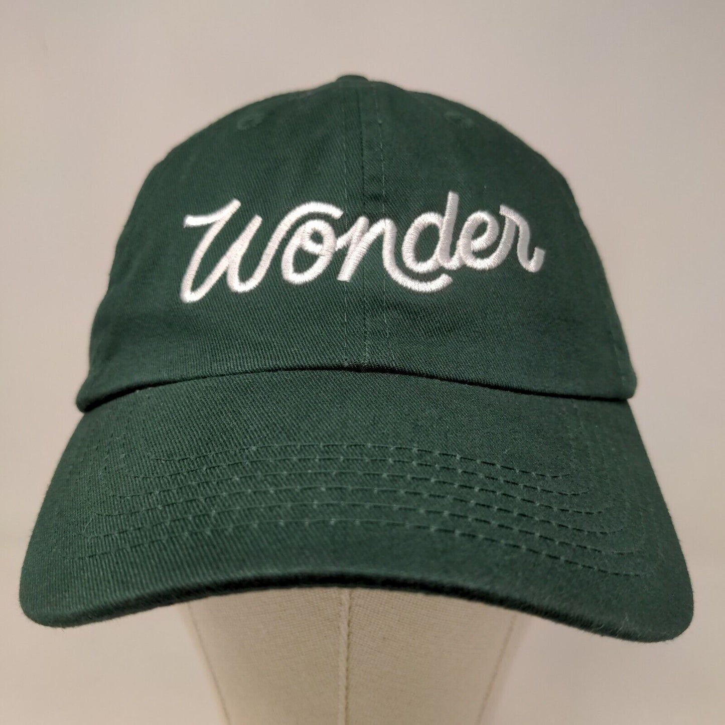 Unbranded Men's Slideback Hat Green Adjustable Embroidered Wonder Logo Cotton