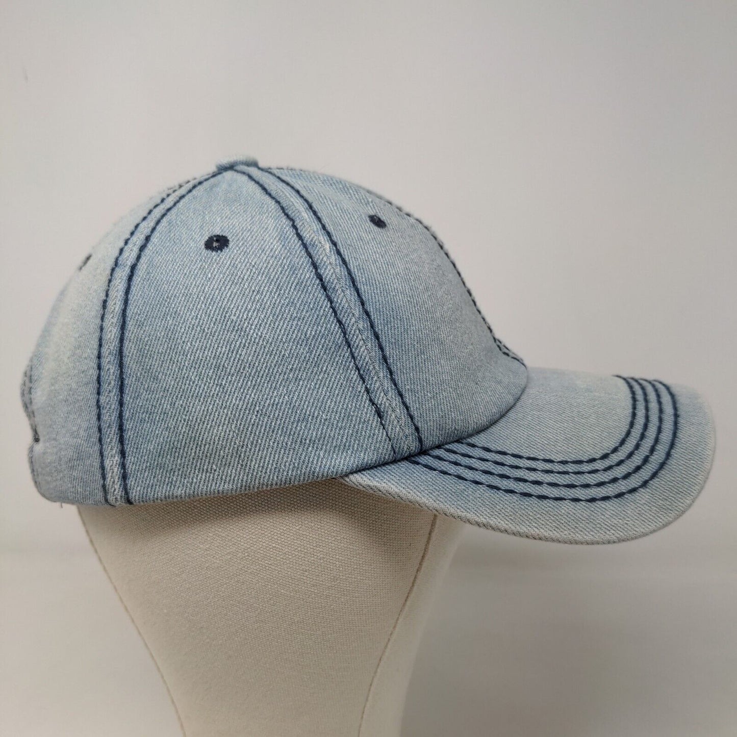 Unbranded Men's Slideback Hat Blue Adjustable Blank Denim Cotton Poly Blend