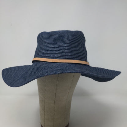 Banana Republic Womens Sun Hat Blue Size M/L Straw Polyester Blend Wide Brim