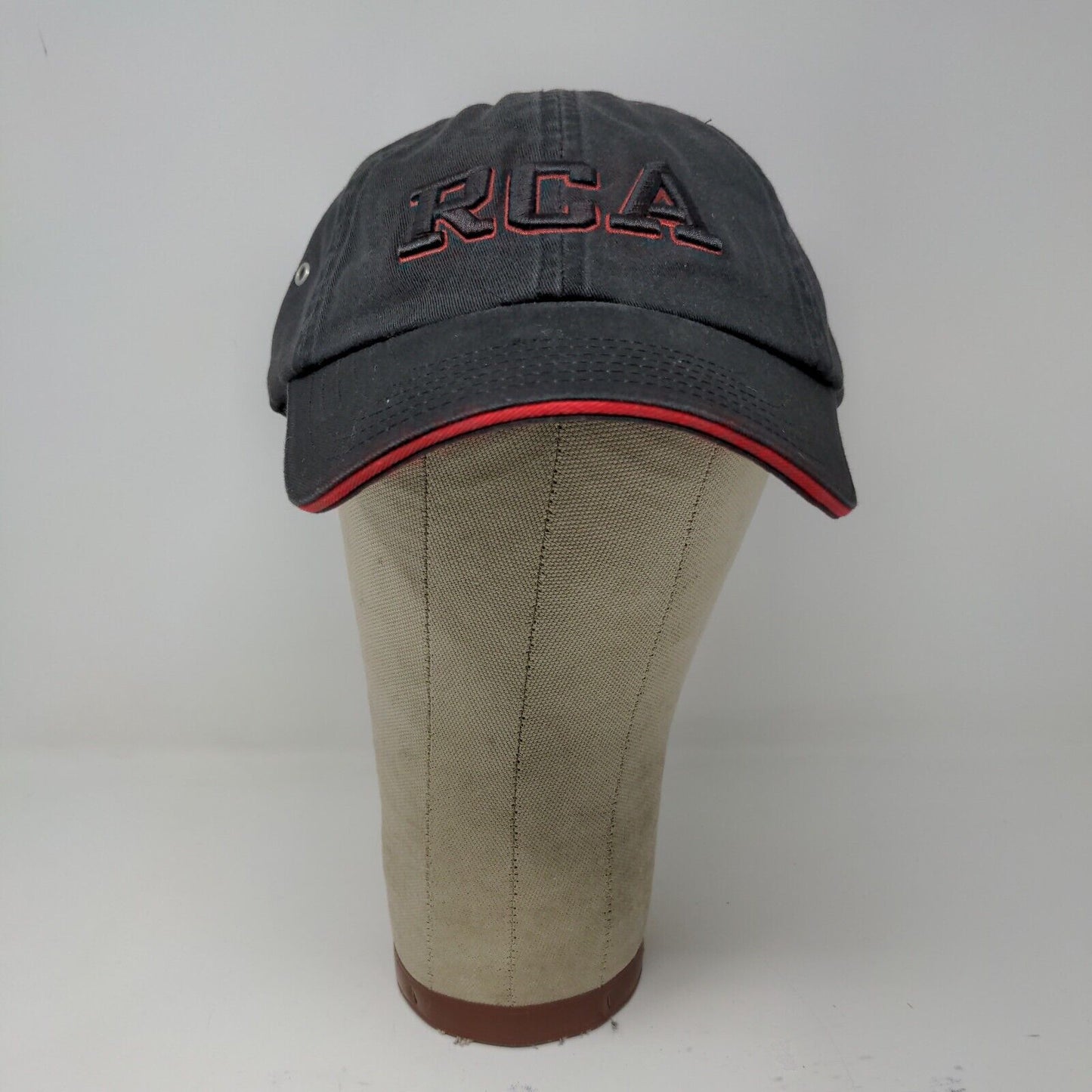 RCA Embroidered Strapback Hat Cap Black Red Accents 100% Cotton