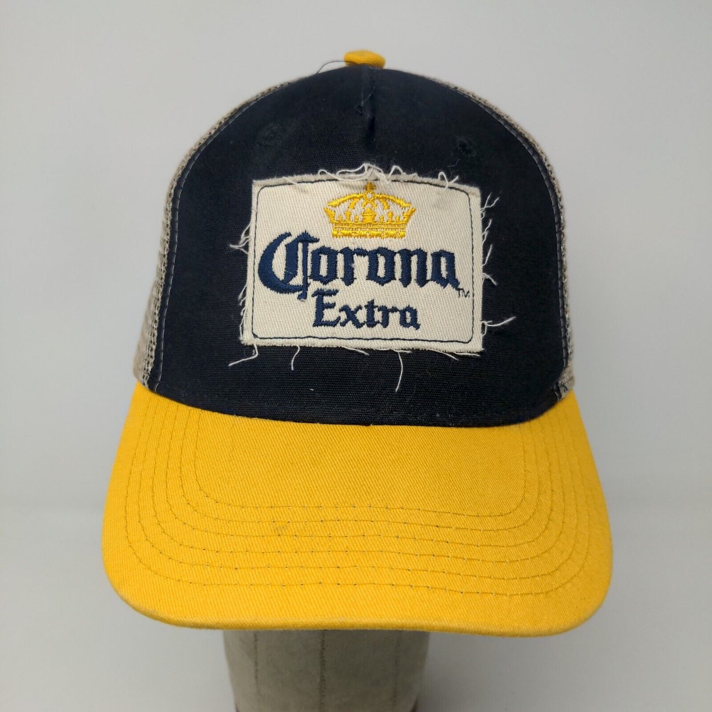 Corona Extra Snapback Mesh Back Hat Black Yellow Adjustable Embroidered Logo