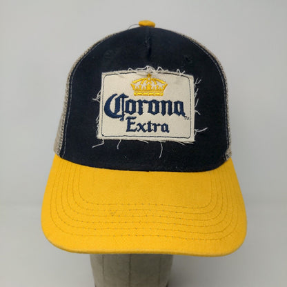 Corona Extra Snapback Mesh Back Hat Black Yellow Adjustable Embroidered Logo