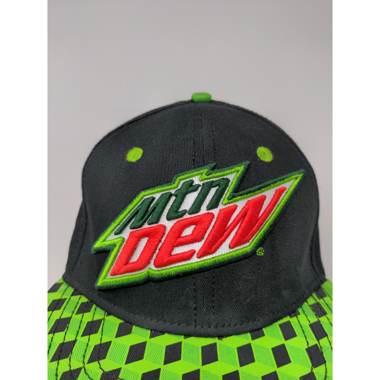 2016 MTN Mountain Dew Dew Snapback Flat Bill Hat Embroidered Logo Black & Green