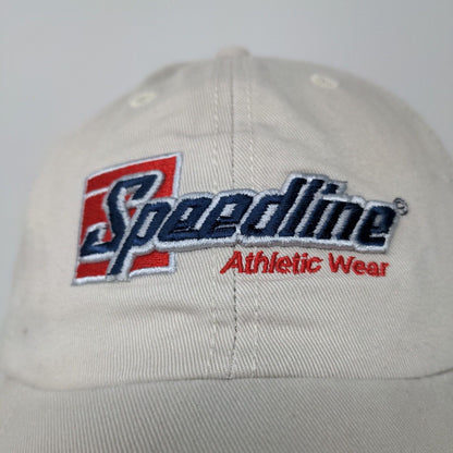 Speedline Athletic Wear Cream Strap Back Hat Cap Embroidered Logo Adjustable