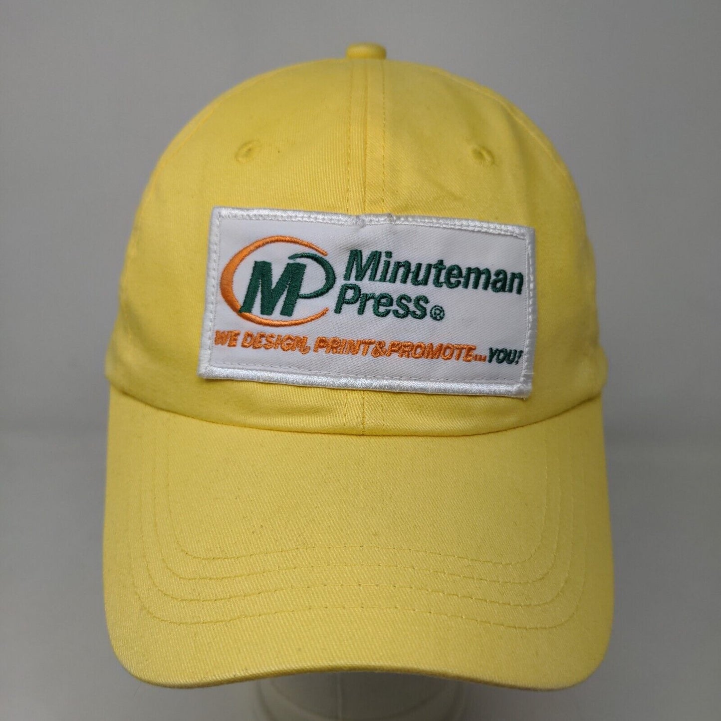 Unbranded Men's Strapback Hat Yellow Adjustable Embroidered Minuteman Press Logo